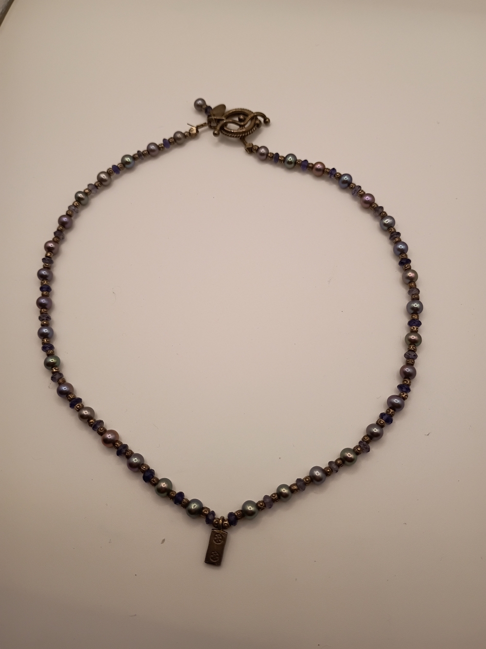 Robin Steele Single Strand Togge Necklace With Genuine Peacock Pearls